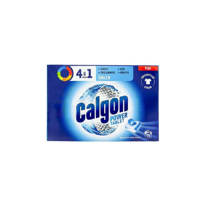 قرص جرم گیر ماشین لباسشویی 4 در ۱ کالگون Calgon بسته ۱۵ عددی